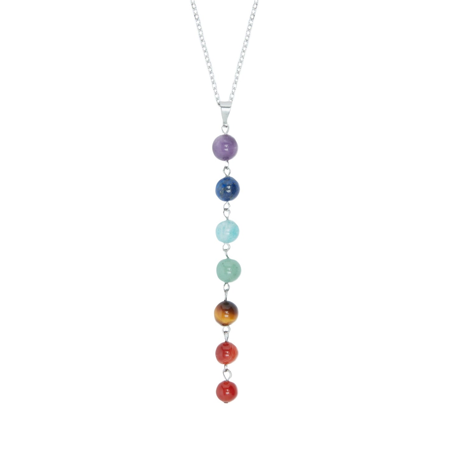 7 Chakras Gemstone Silver Necklace – Balance and Harmony