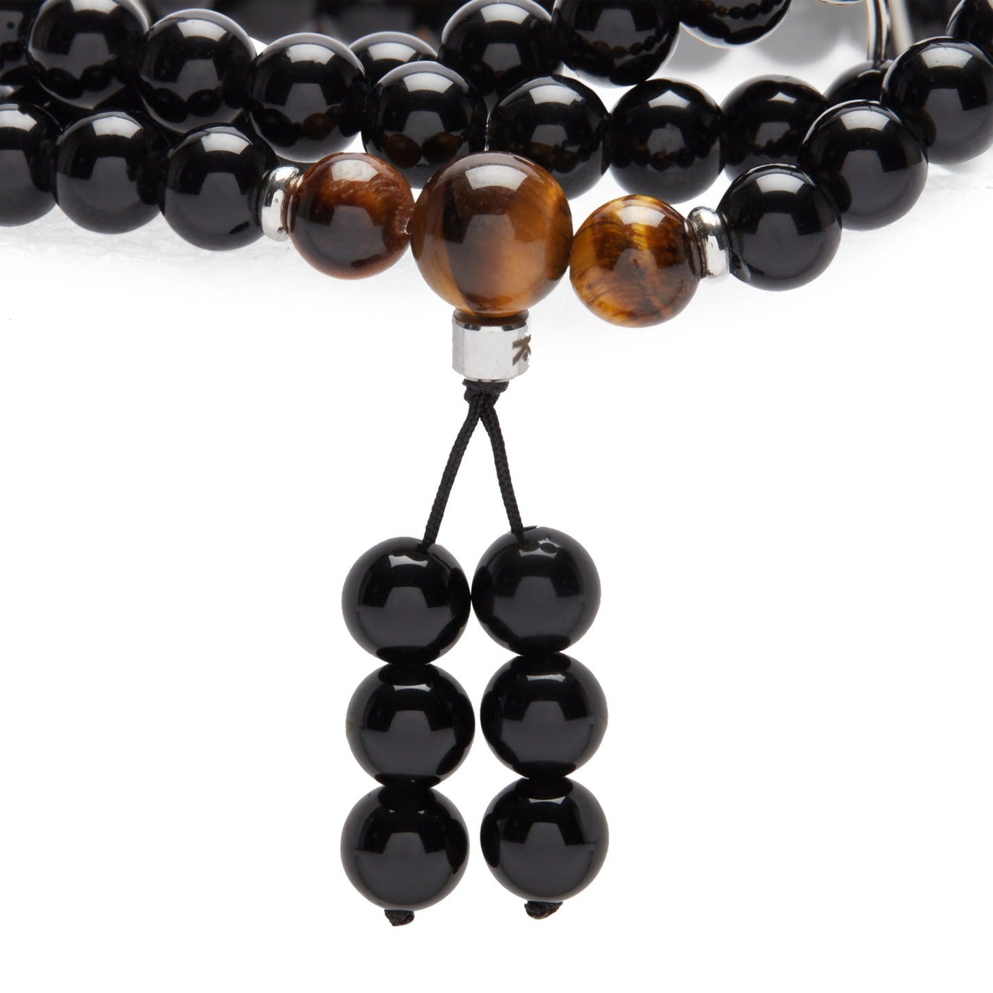 Buddhist Mala Bracelet in Obsidian and Tiger’s Eye – Serenity and Confidence