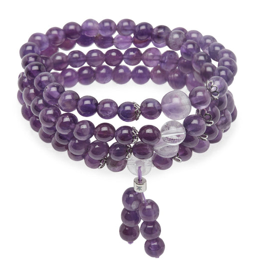 Buddhist Amethyst Mala Bracelet – Cultivate Peace and Intuition