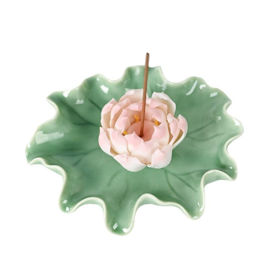 "Lotus Flower" Ceramic Incense Burner – Grace and Serenity