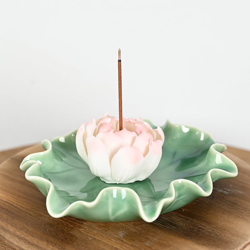 "Lotus Flower" Ceramic Incense Burner – Grace and Serenity