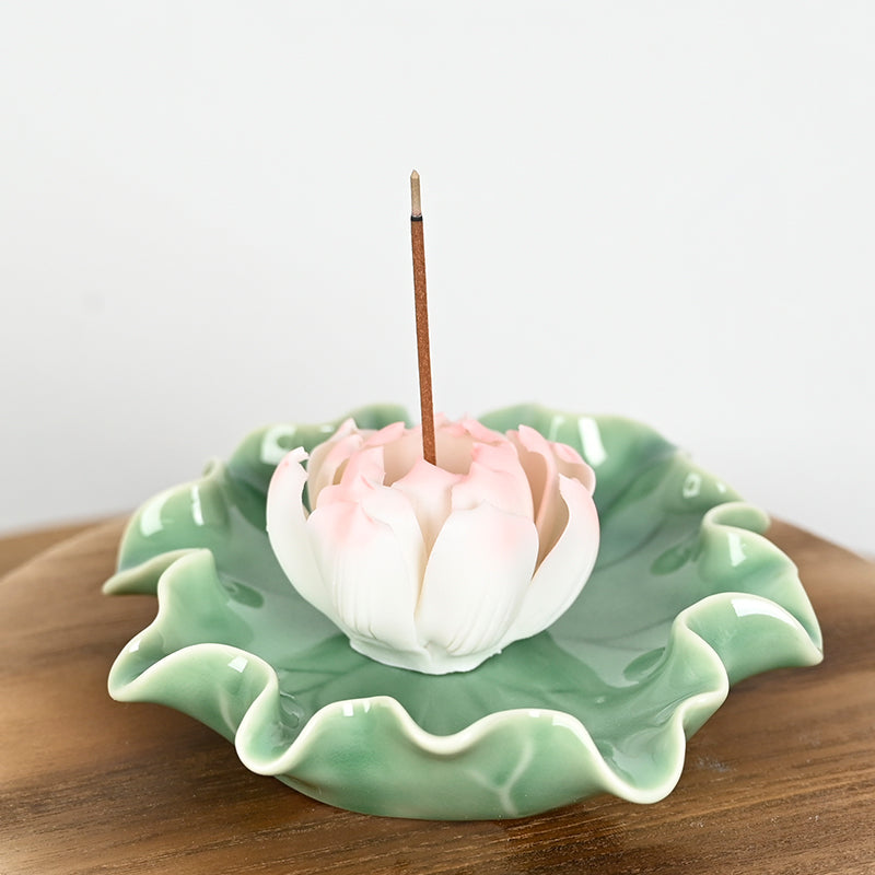 "Lotus Flower" Ceramic Incense Burner – Grace and Serenity