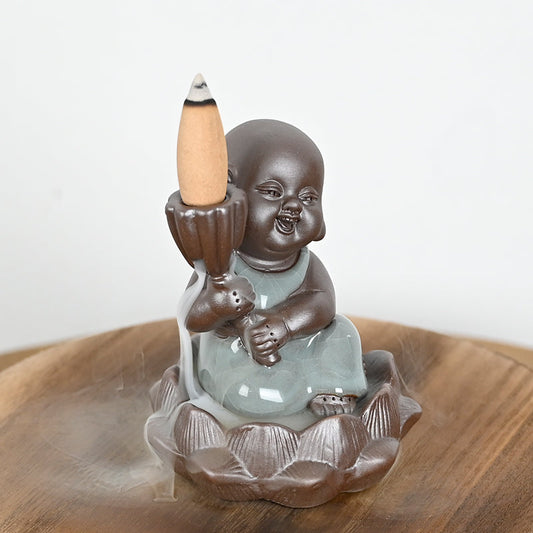 Incense Burner "Little Monk of Growth" in Ceramic