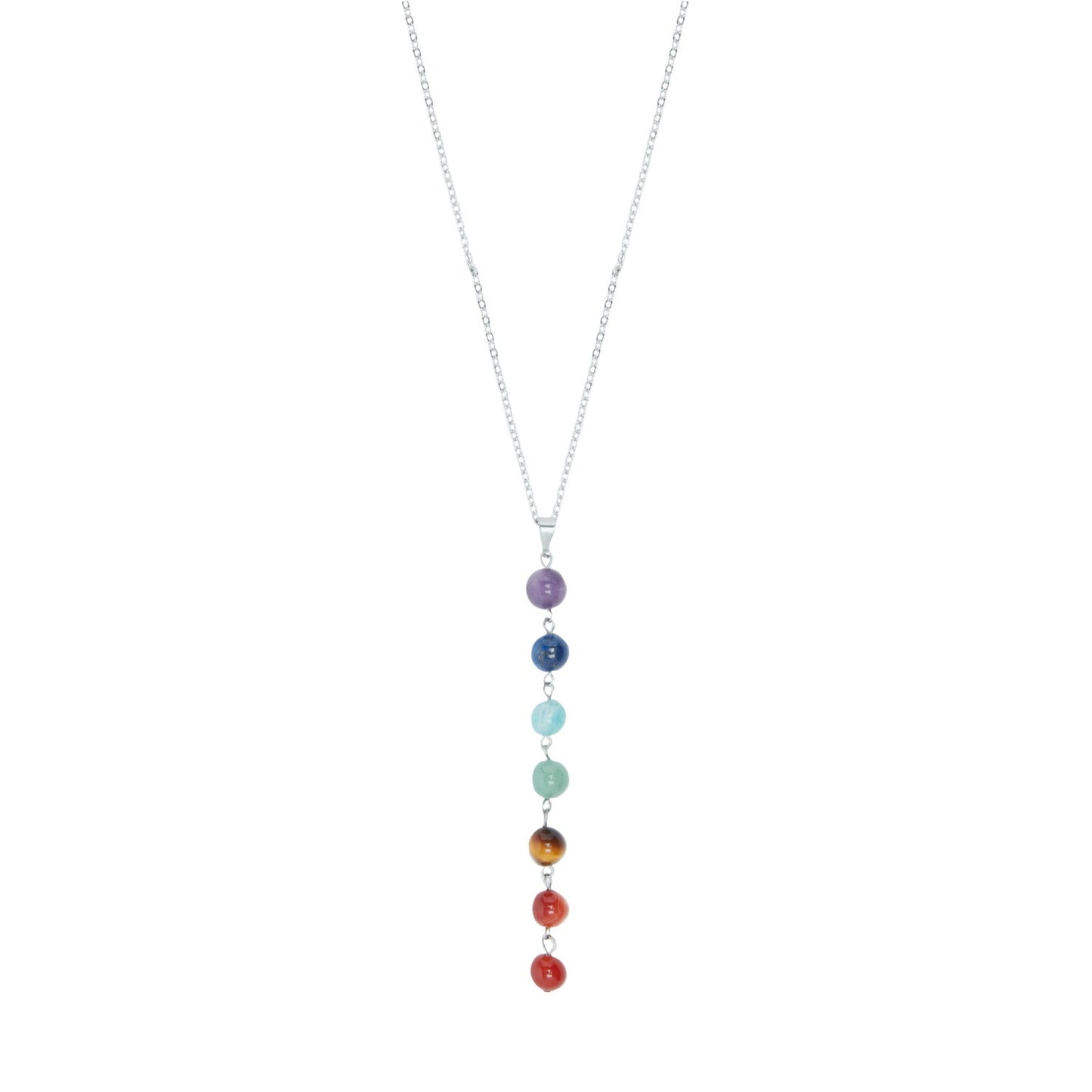 7 Chakras Gemstone Silver Necklace – Balance and Harmony