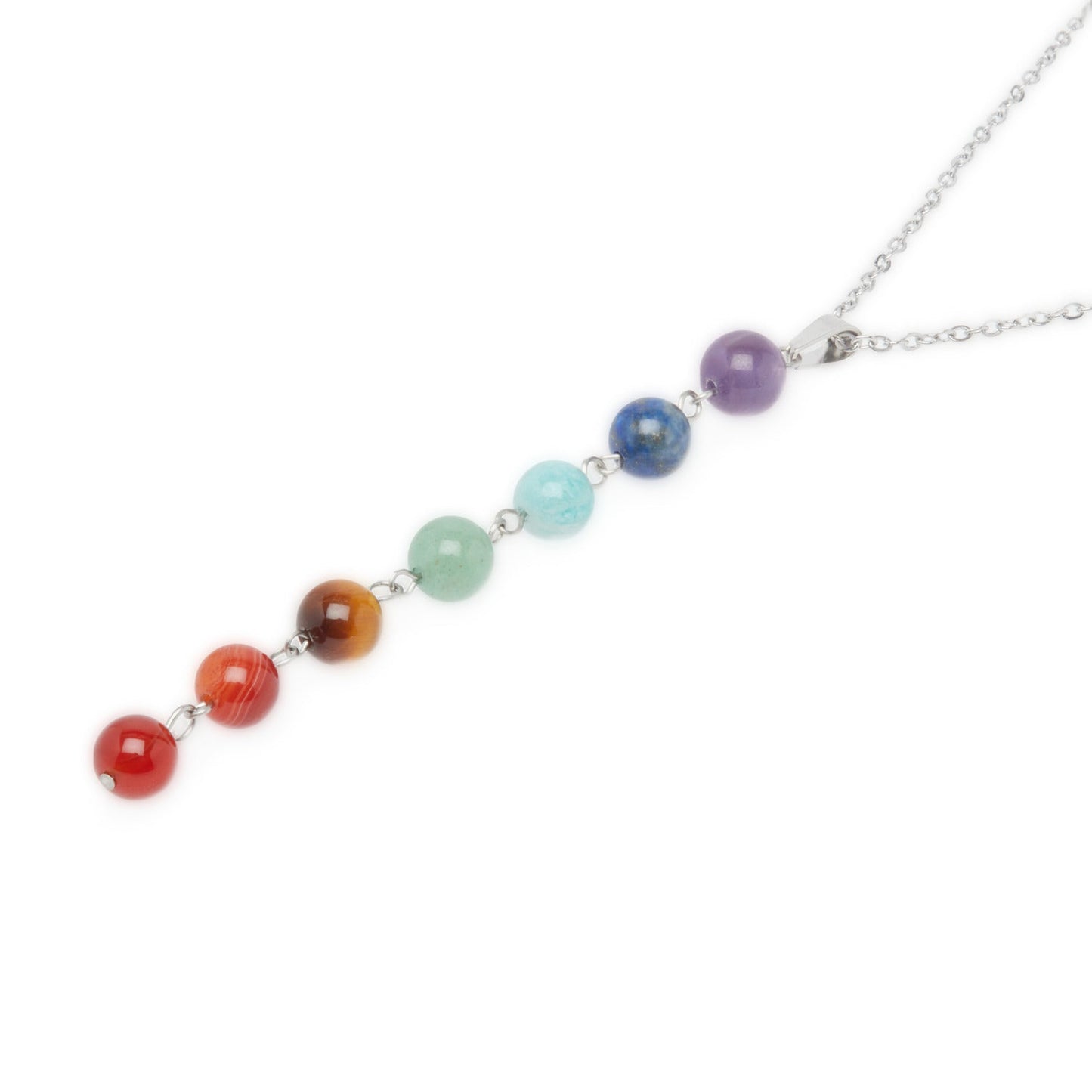 7 Chakras Gemstone Silver Necklace – Balance and Harmony