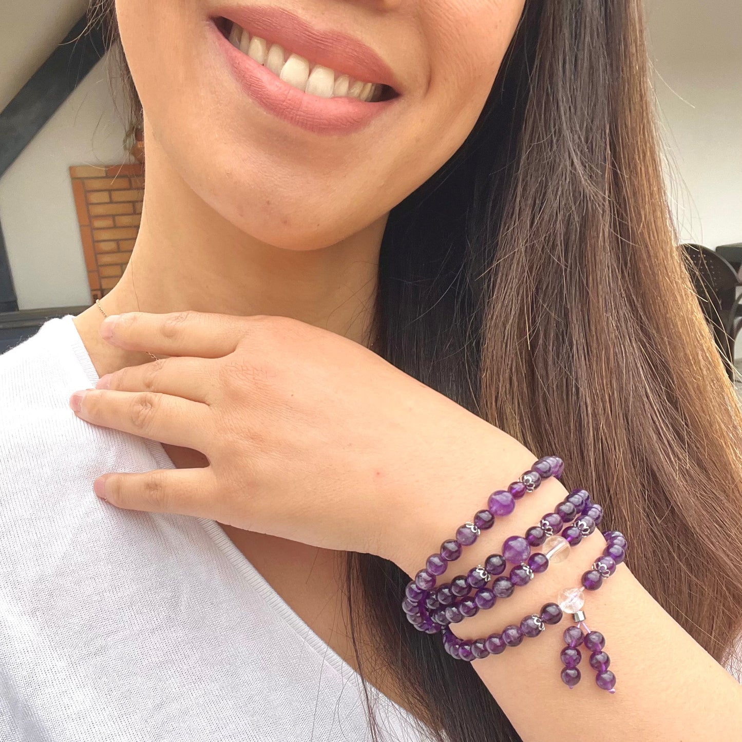 Buddhist Amethyst Mala Bracelet – Cultivate Peace and Intuition