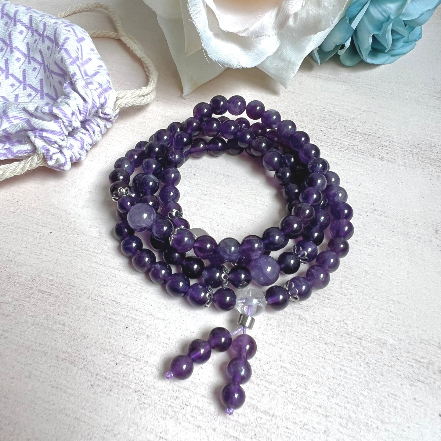 Buddhist Amethyst Mala Bracelet – Cultivate Peace and Intuition