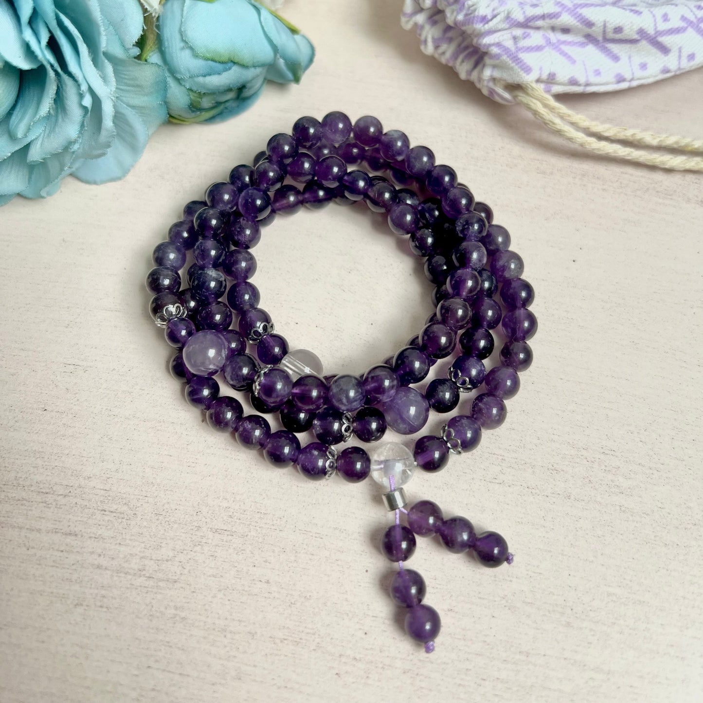 Buddhist Amethyst Mala Bracelet – Cultivate Peace and Intuition