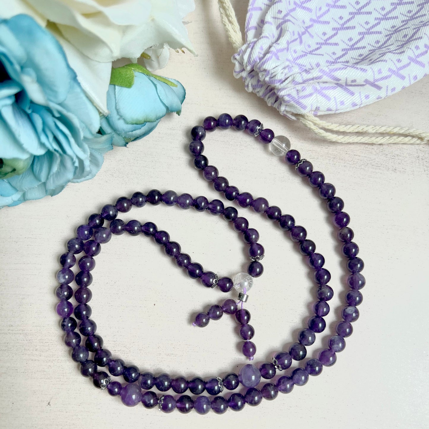 Buddhist Amethyst Mala Bracelet – Cultivate Peace and Intuition