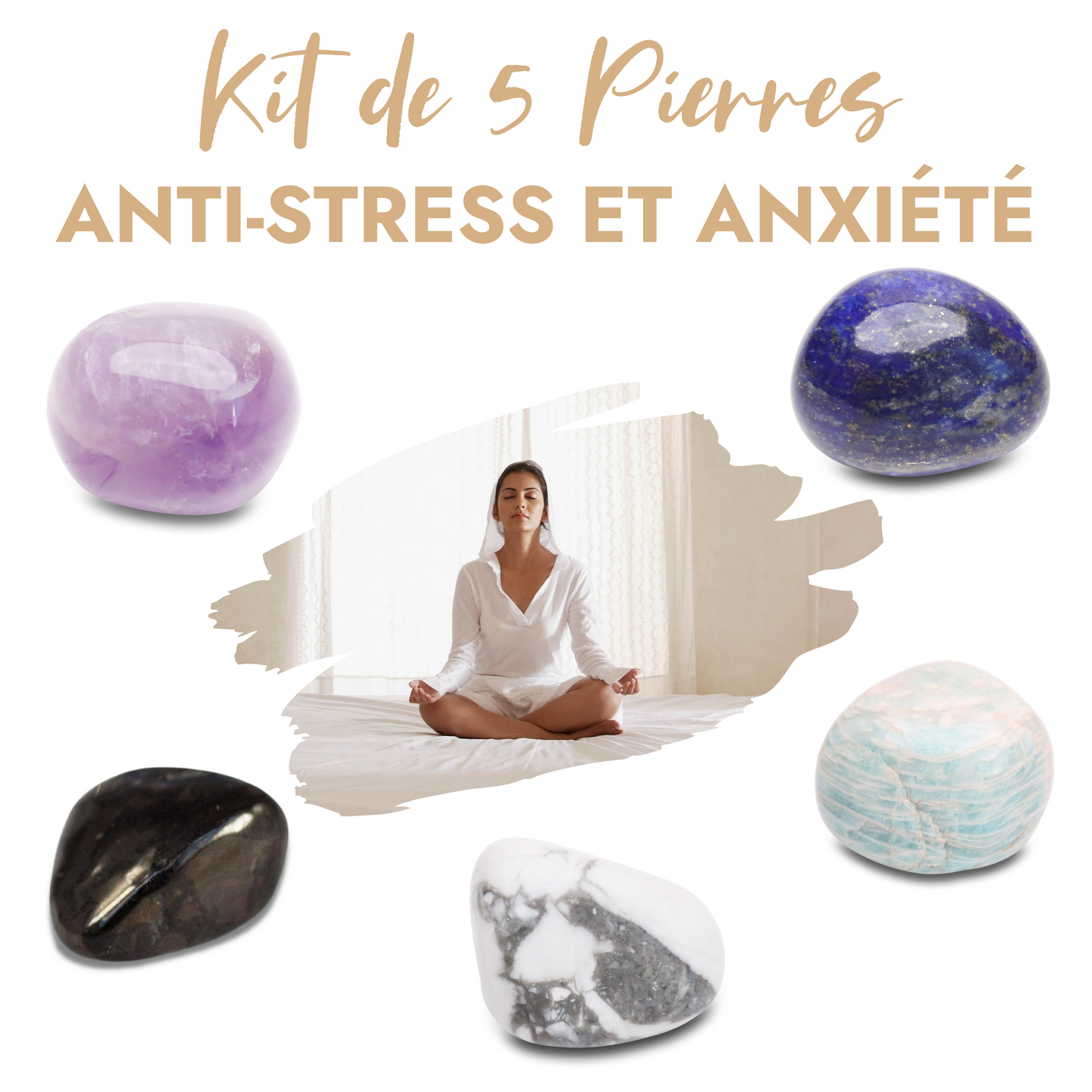 Anti-Stress and Anxiety Crystal Kit – 5 Healing Stones for Inner Peace