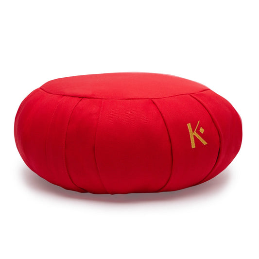 Round Red Zafu Cushion (Cotton/Kapok) – Perfect for Meditation & Yoga